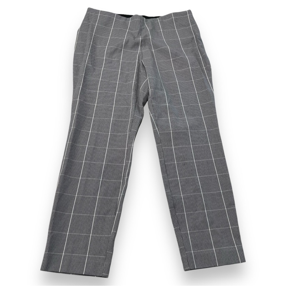 a new day pants plaid work business size 12 twelve grey gray white